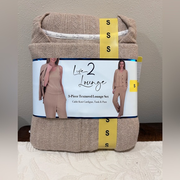 Live 2 Lounge Other - Live 2 Lounge Women's 3-Piece Textured Lounge Set - Tan, Small
